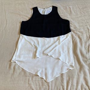 Asymmetric Joseph Ribkoff chic black and white tank